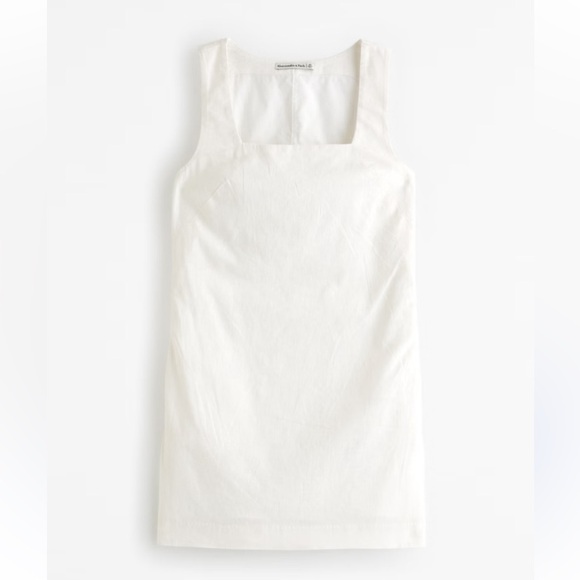 Abercrombie & Fitch Linen Blend Mini Shift Dress White Size M Tall - Picture 4 of 11